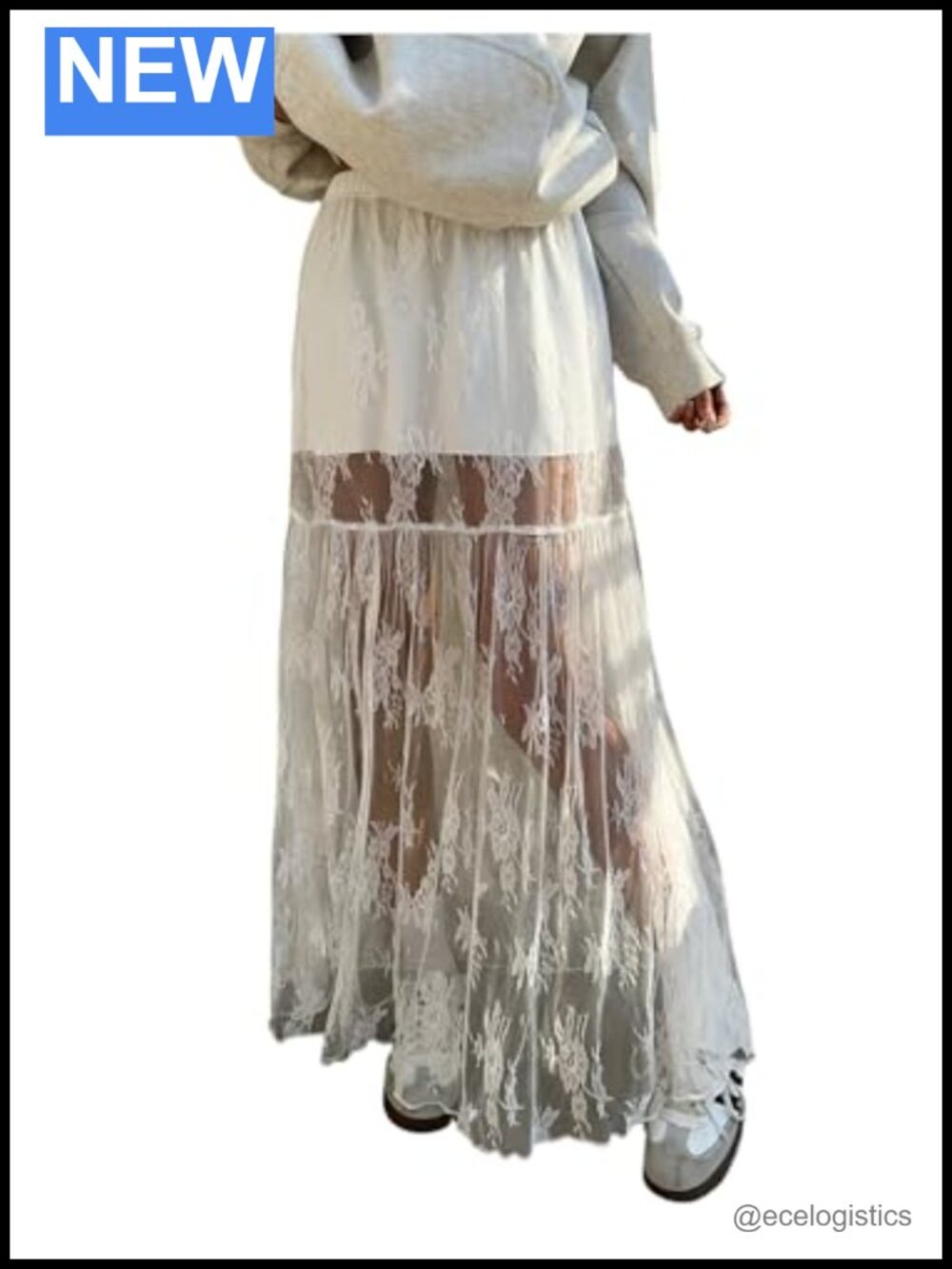 Women's Lace Maxi Skirt - Mesh Sheer Fairy Renaissance Long Skirt